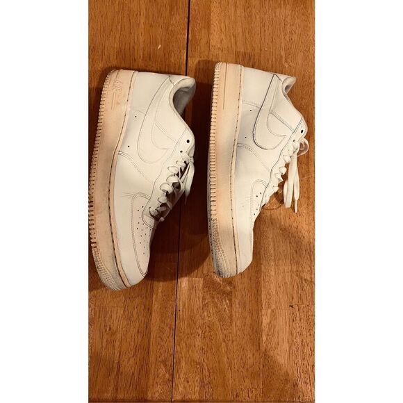 Nike AF1 White Leather Mens Sneakers Size 12.5 (B) - Picture 5 of 13